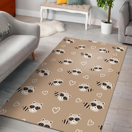 Cute raccoon heart pattern Area Rug