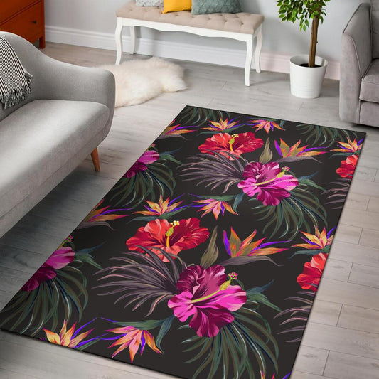 Hibiscus Pattern Print Design HB014 Area Rugs