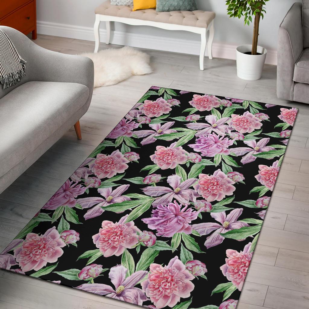 Peony Pattern Print Design PE08 Area Rugs