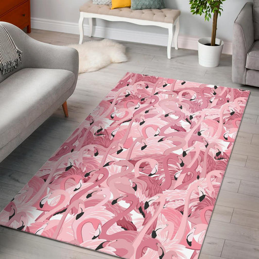 Pink flamingos pattern background Area Rug