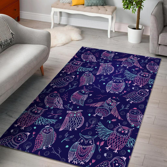 Cute owls pattern boho style ornament Area Rug