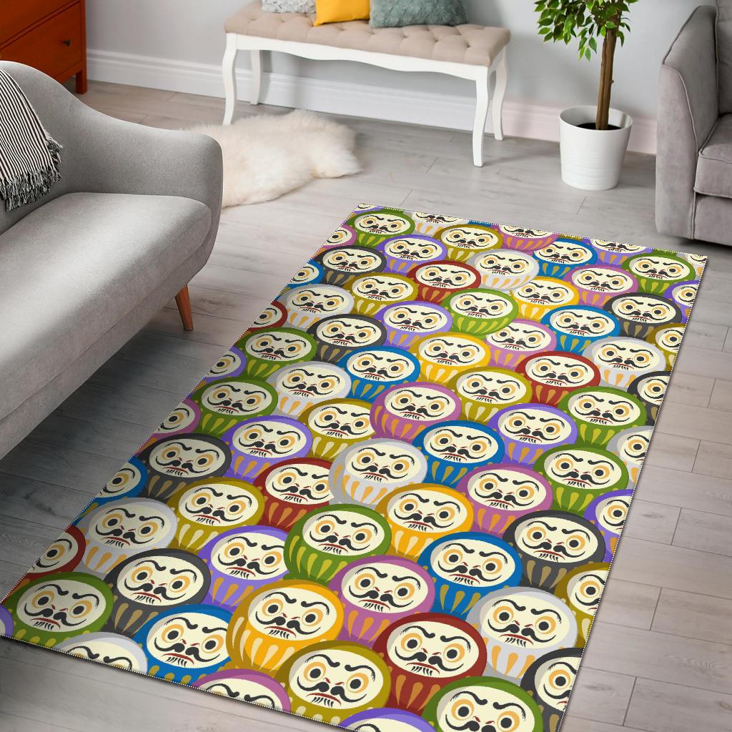 Colorful Daruma Pattern Area Rug
