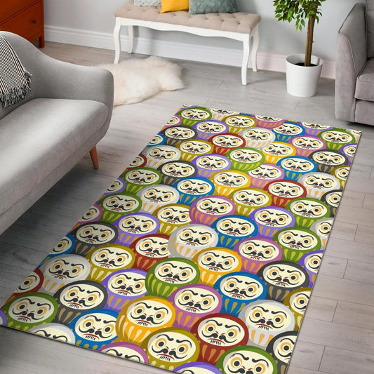 Colorful Daruma Pattern Area Rug