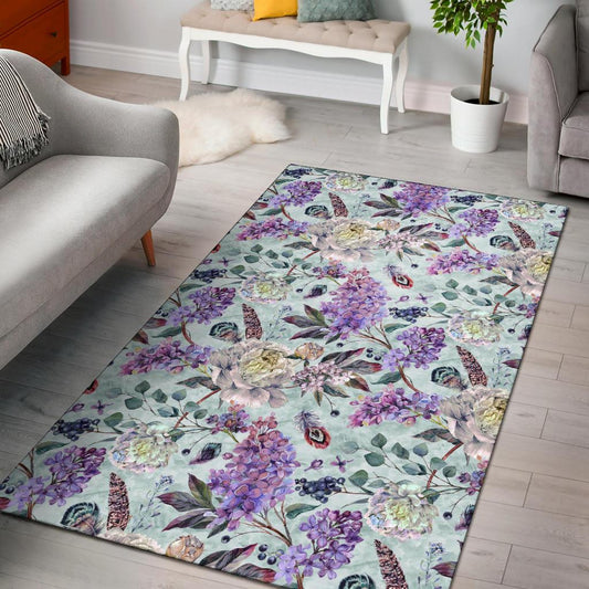 Lilac Pattern Print Design LI06 Area Rugs