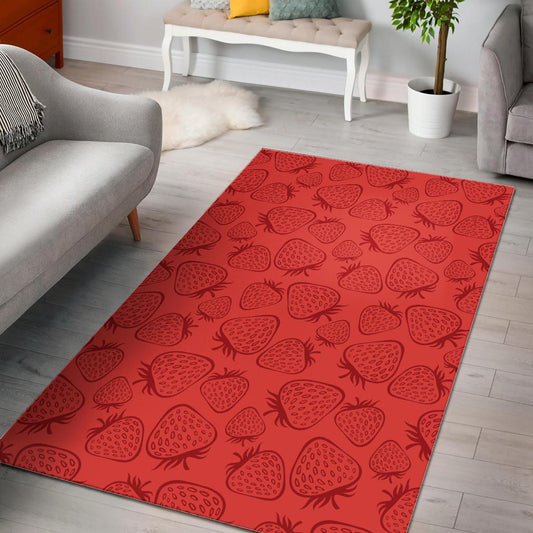 strawberry pattern red background Area Rug