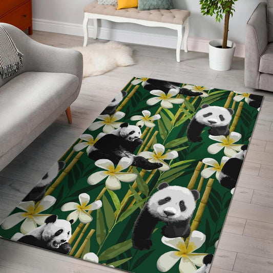 Panda Bamboo Flower Pattern  Area Rug