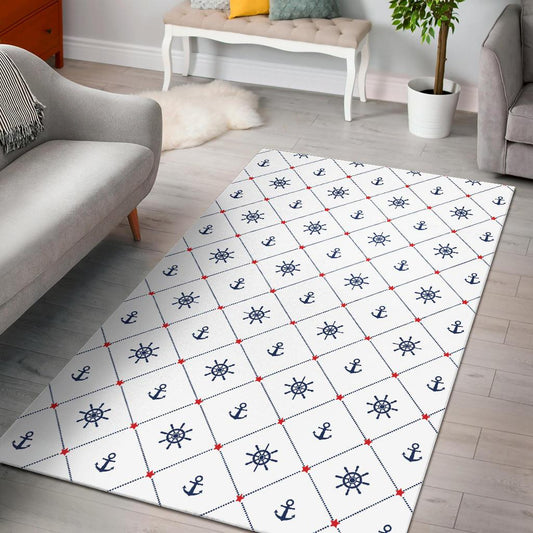Anchor rudder nautical design pattern Area Rug