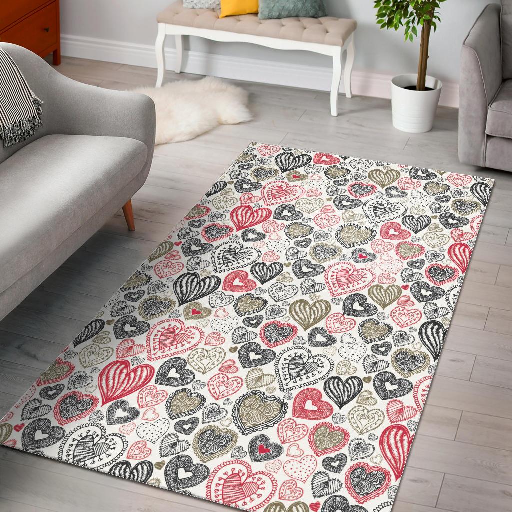 Heart Tribal Pattern Area Rug