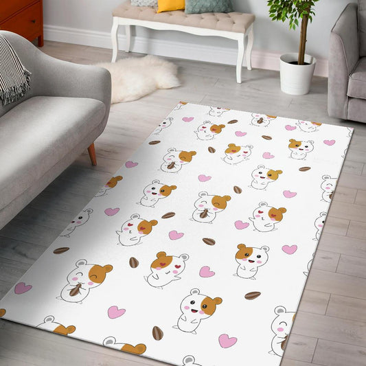 Hamster Seed Heart Pattern Area Rug