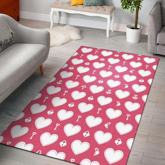 Heart Key Pattern Print Design HE09 Area Rugs