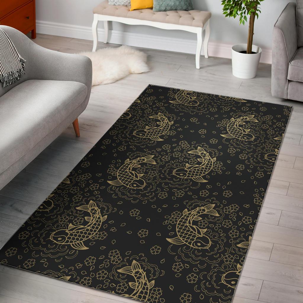 Gold Koi Fish Carp Fish Pattern Area Rug
