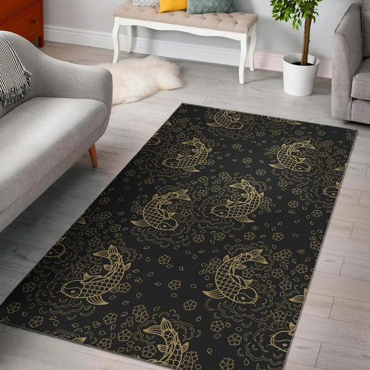 Gold Koi Fish Carp Fish Pattern Area Rug