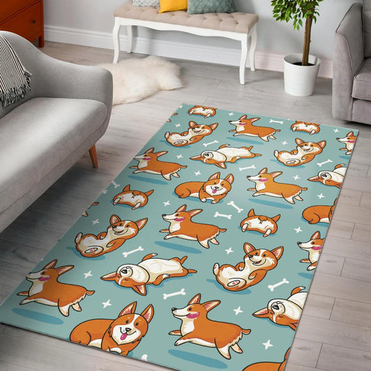 Cute Corgi Pattern Area Rug