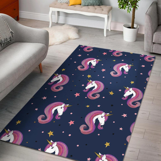 Unicorn Head Pattern Area Rug