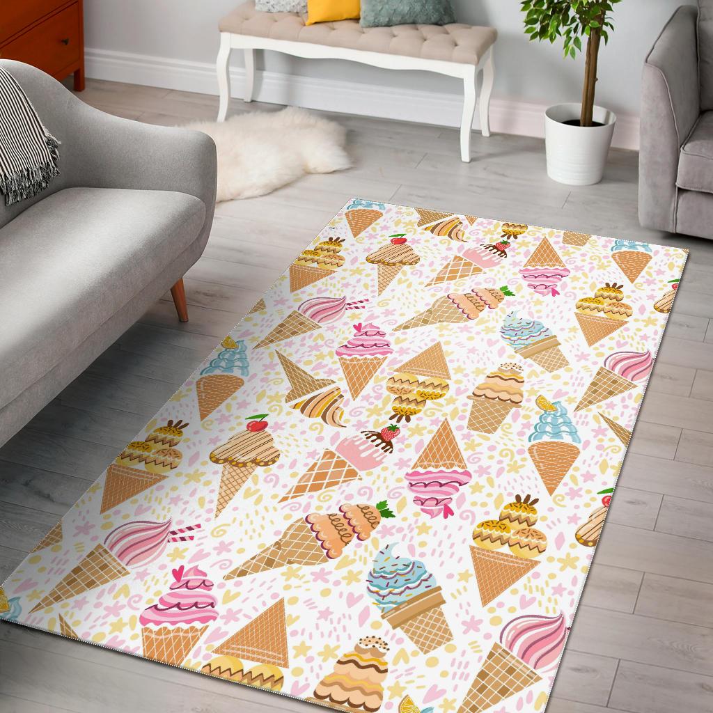 Ice Cream Cone Pattern Background Area Rug