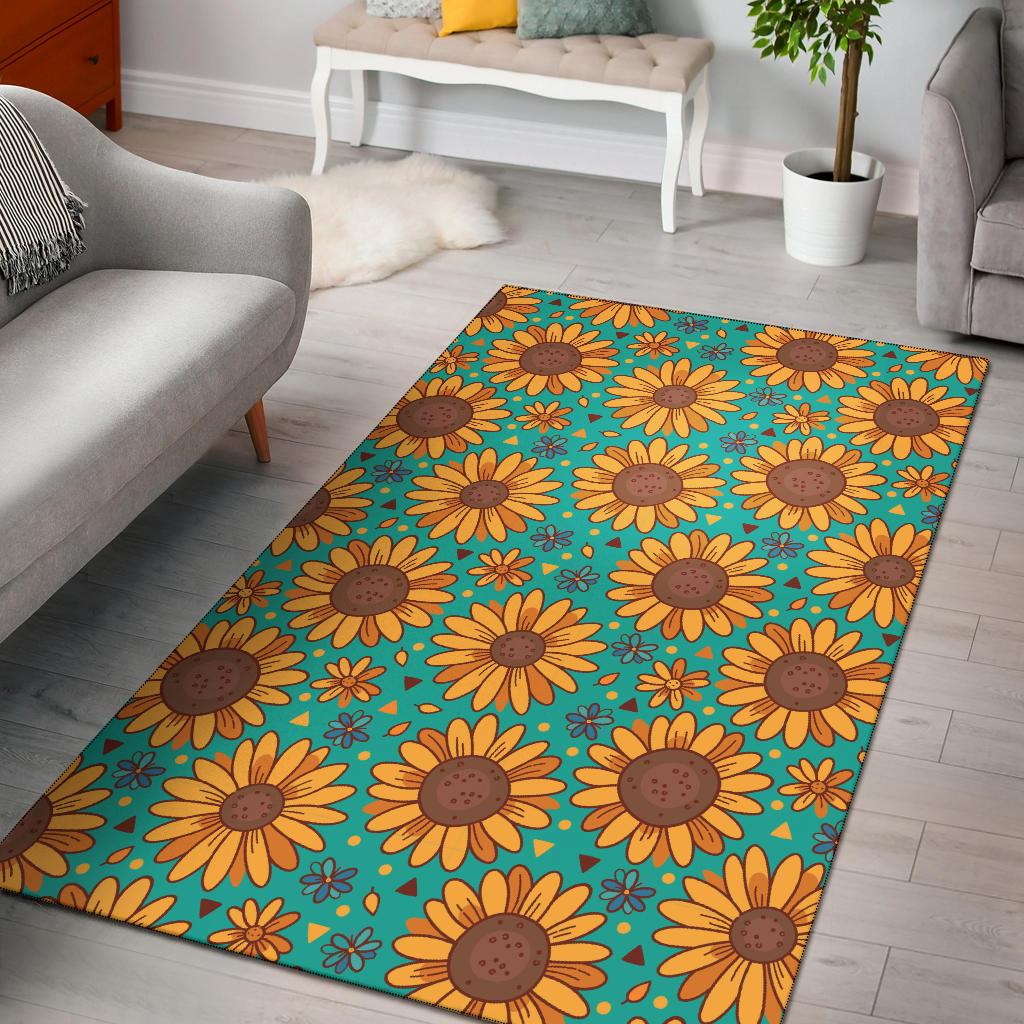 Sunflower Pattern Print Design SF013 Area Rugs