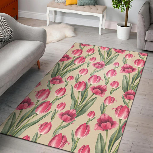 Tulip Pink Pattern Print Design TP06 Area Rugs