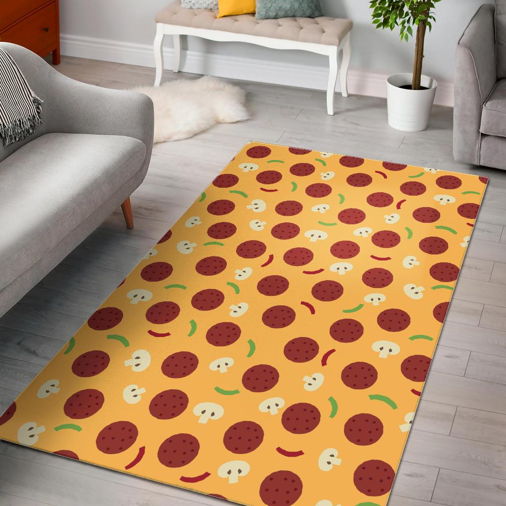 Pizza Salami Mushroom Texture Pattern Area Rug