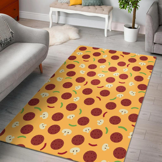 Pizza Salami Mushroom Texture Pattern Area Rug