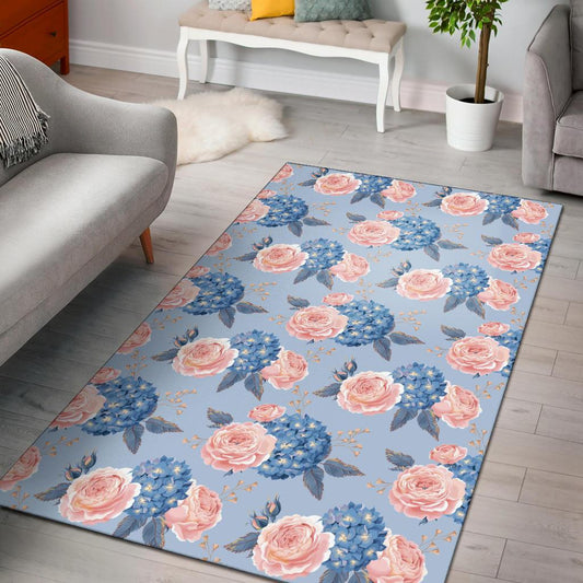 Hydrangea Pattern Print Design HD06 Area Rugs