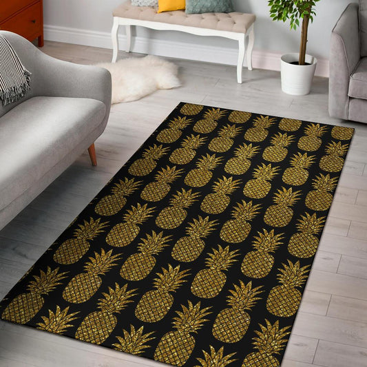 Gold Pineapple Pattern Print Design PP011 Area Rugs
