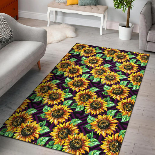 Sunflower Pattern Print Design SF012 Area Rugs