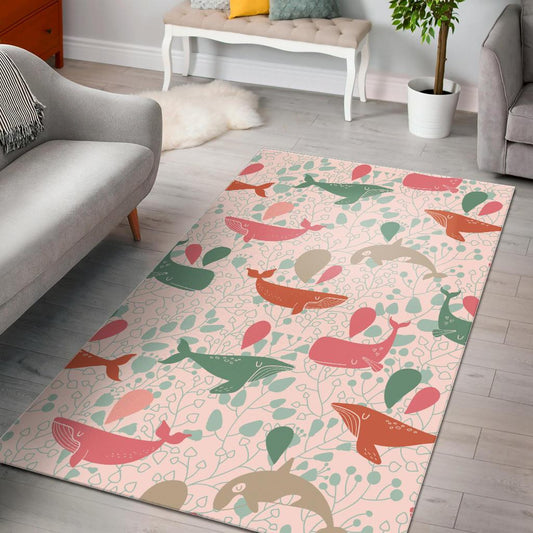 Cute whale pattern Area Rug