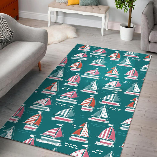 Cute sailboat pattern Area Rug