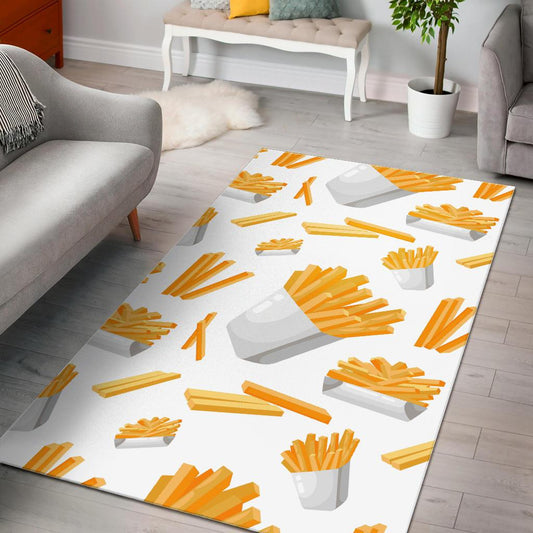 French fries white paper box pattern Area Rug