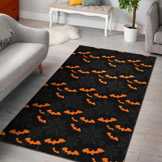 Cobweb Spider Web Bat Pattern Area Rug