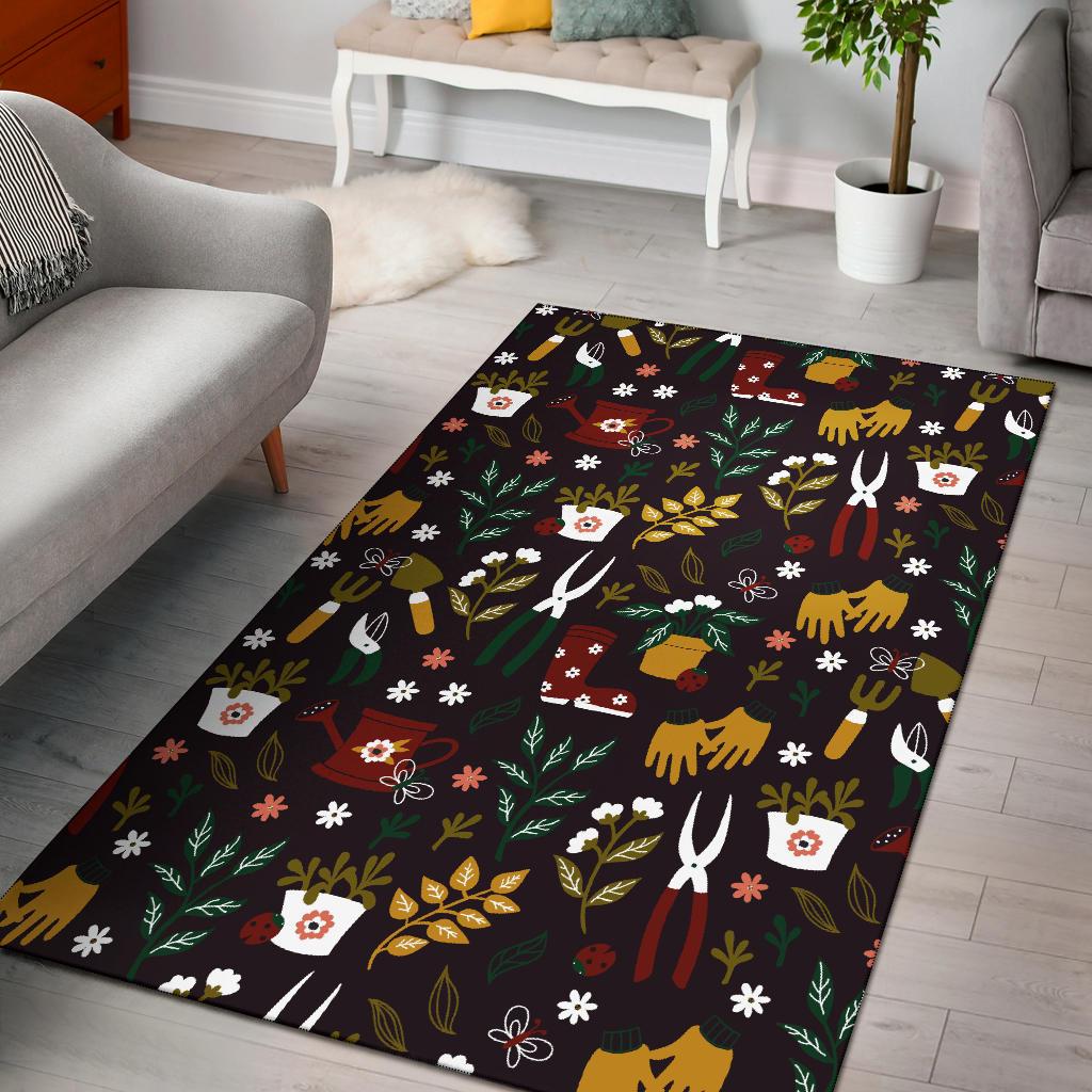 Gardening Pattern Print Design G05 Area Rugs
