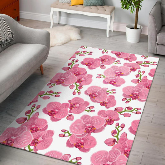 pink purple orchid pattern background Area Rug
