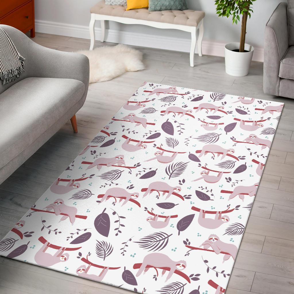 Sloth Leaves Pattern Area Rug