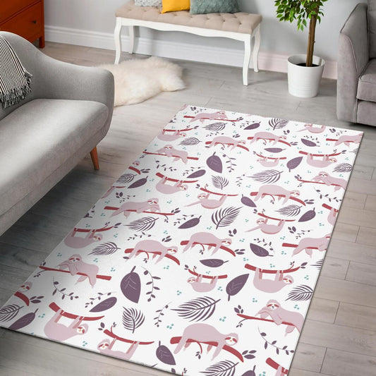 Sloth Leaves Pattern Area Rug