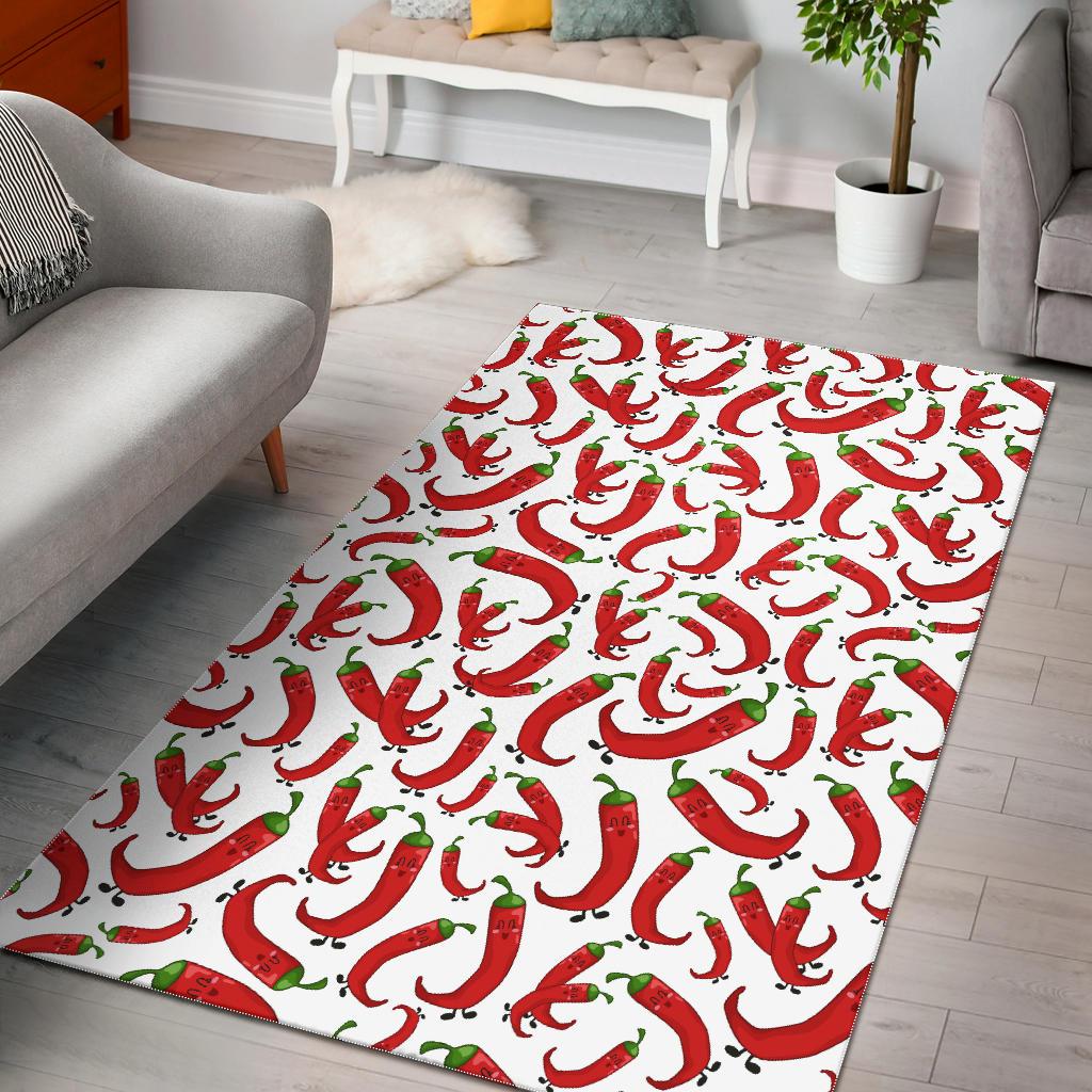 Red Chili Pattern Area Rug