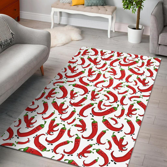 Red Chili Pattern Area Rug