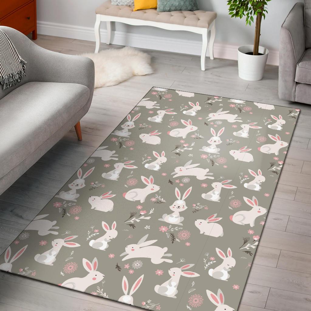Rabbit Pattern Print Design RB03 Area Rugs