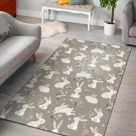 Rabbit Pattern Print Design RB03 Area Rugs