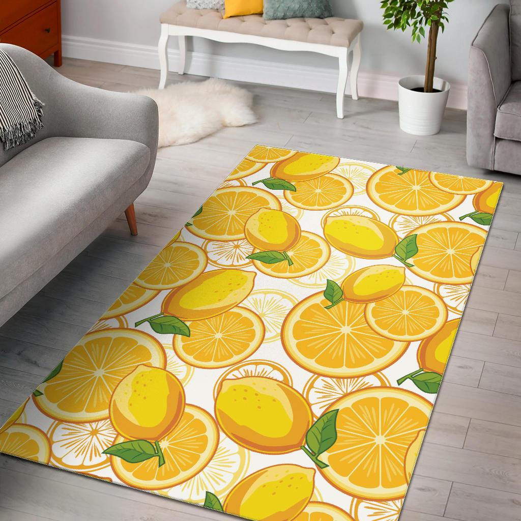 Lemon Pattern Background Area Rug