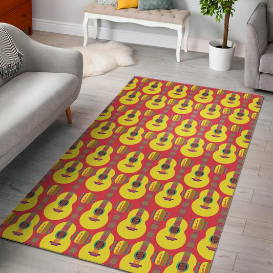 Classic Guitar Theme Pattern Area Rug