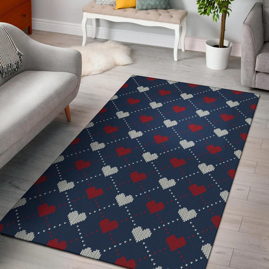 Heart Knit Pattern Print Design HE05 Area Rugs