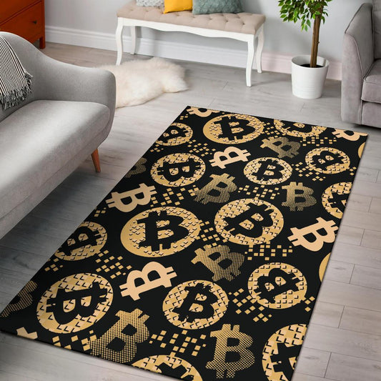 Bitcoin Pattern Print Design DO06 Area Rugs