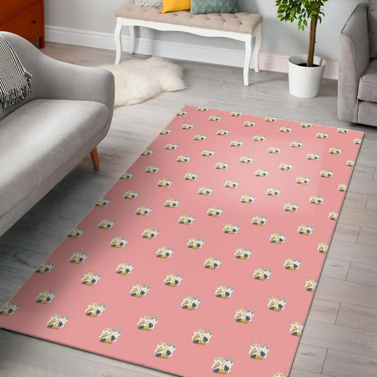 Cute hamster cheese pattern pink background Area Rug