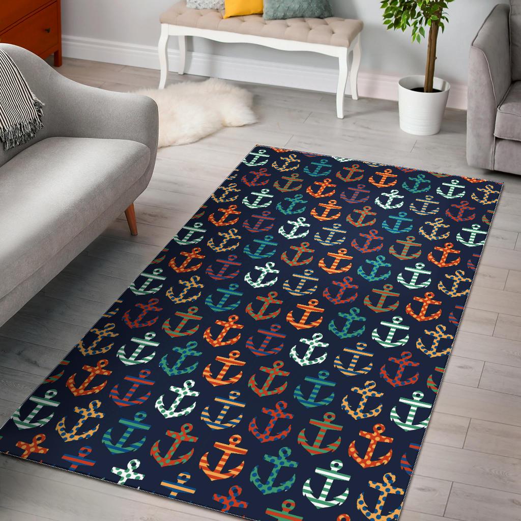 Colorful Anchor Dot Stripe Pattern Area Rug