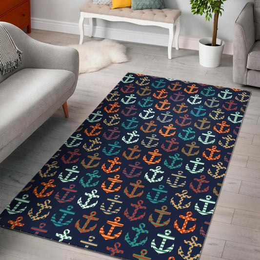 Colorful Anchor Dot Stripe Pattern Area Rug