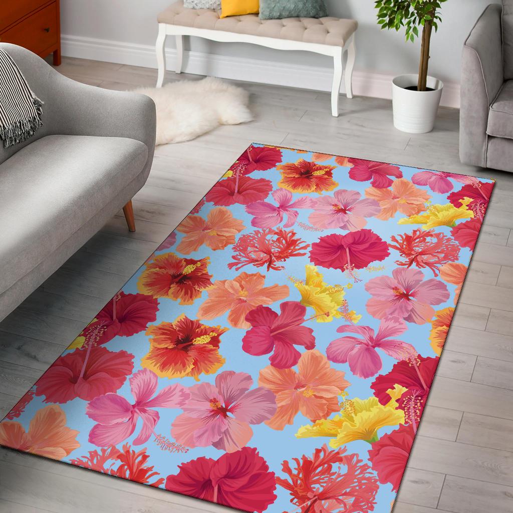 Hibiscus Pattern Print Design HB020 Area Rugs
