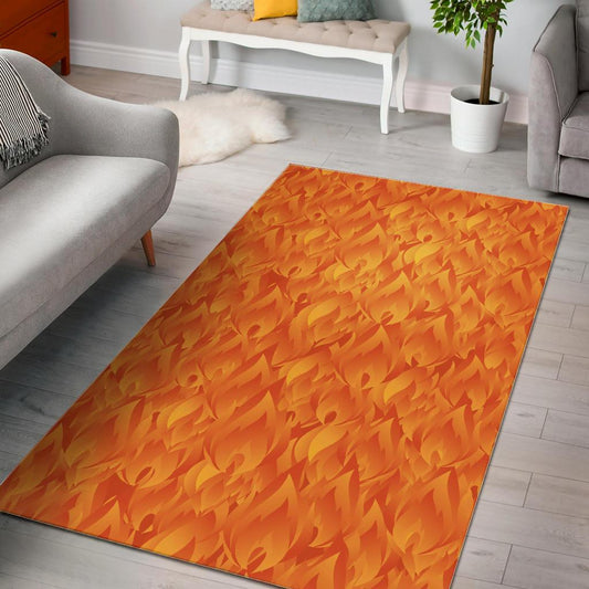 Red Flame Fire Pattern Area Rug