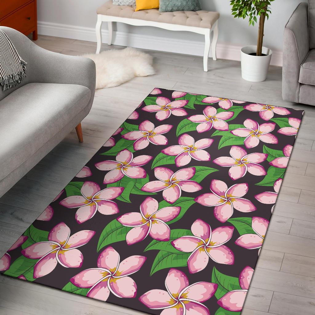 Pink Plumeria Pattern Print Design PM019 Area Rugs