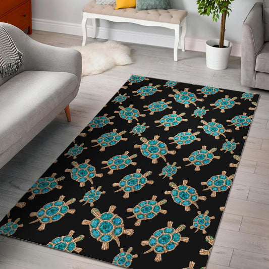Sea turtle blue stone pattern Area Rug
