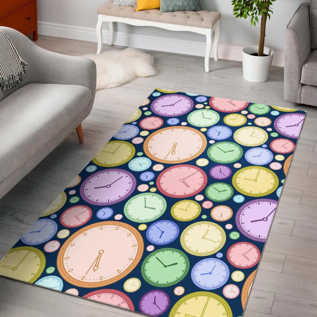 Colorful clock background Area Rug